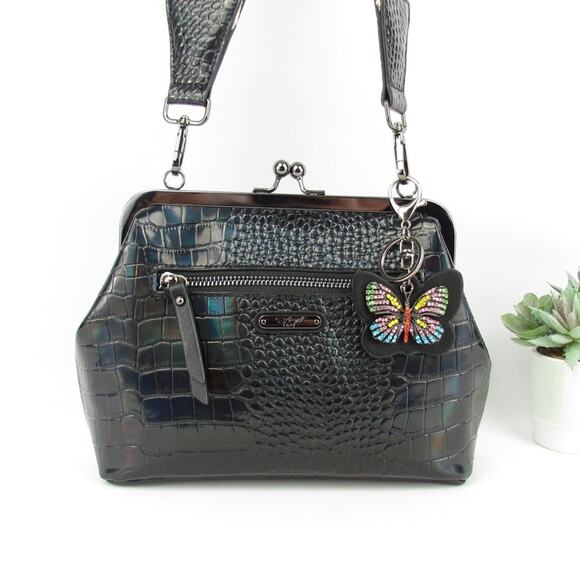 Sharif Leather Kiss Lock Convertible Crossbody Bah - Picture 2 of 13